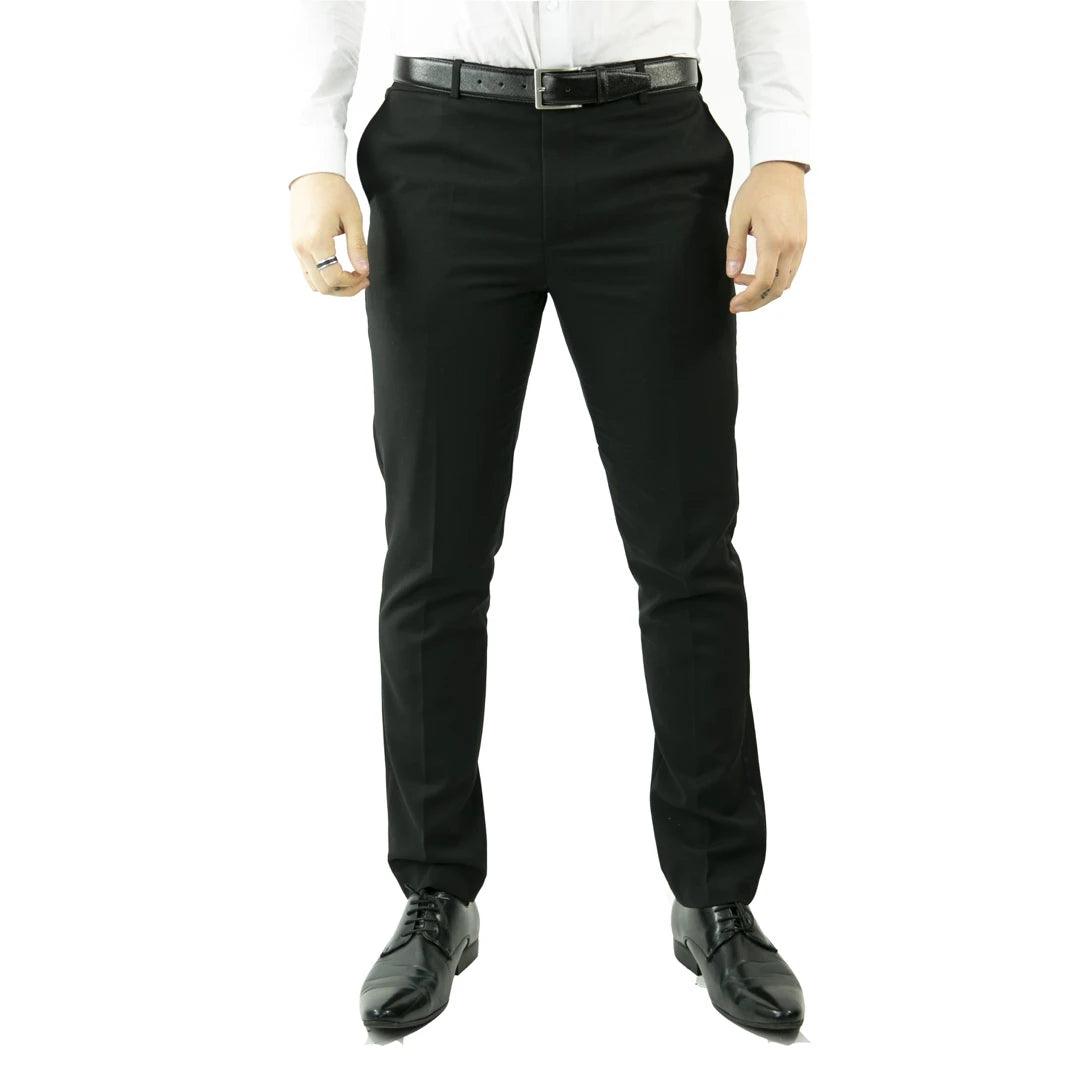 Mens Black Tuxedo Trousers Wedding Prom Stripe Satin Stripe Trouser Tux Classic - Knighthood Store