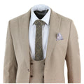 Men Tweed 3 Piece Suit Tan Oak Double Breasted Tailored Fit Wedding - Knighthood Store