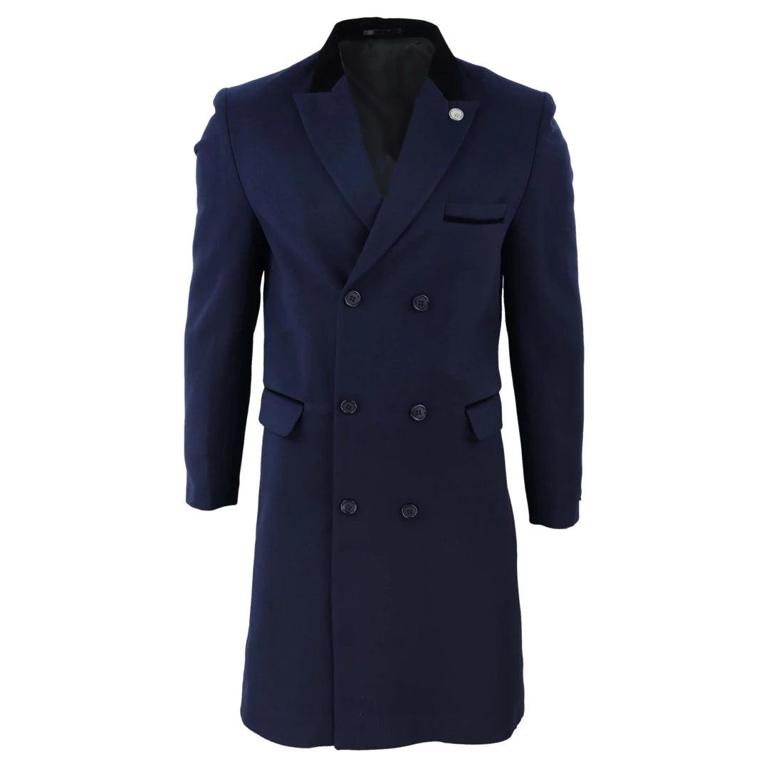 Mens 3 4 Long Double Breasted Overcoat Jacket Wool Coat Peaky Blinders