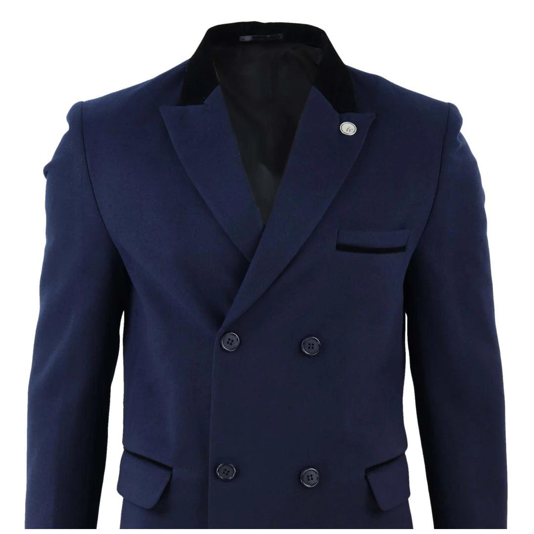 Double breasted three quarter length coat sales
