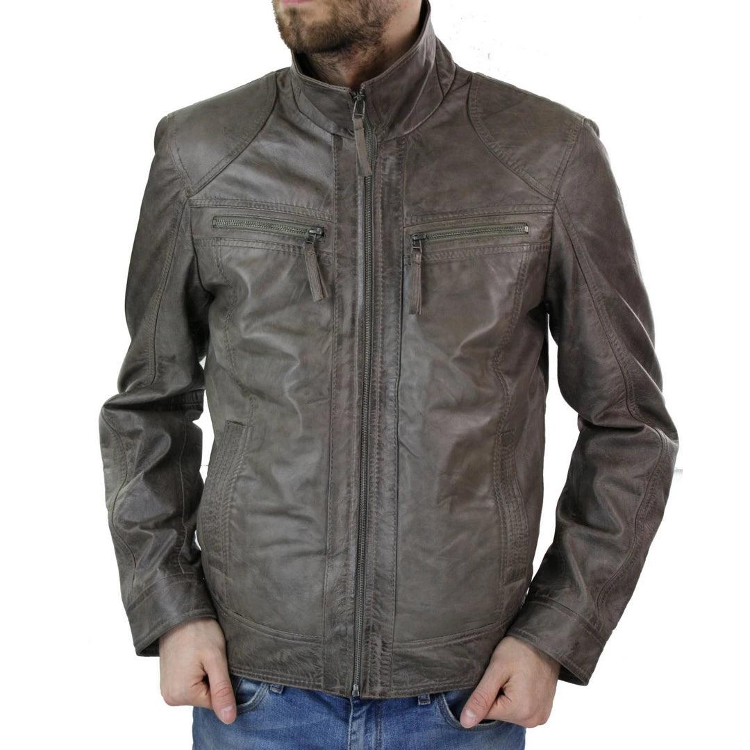 Mens Brown Real Leather Jacket Vintage Tailored Fit Genuine New S-3XL - Knighthood Store