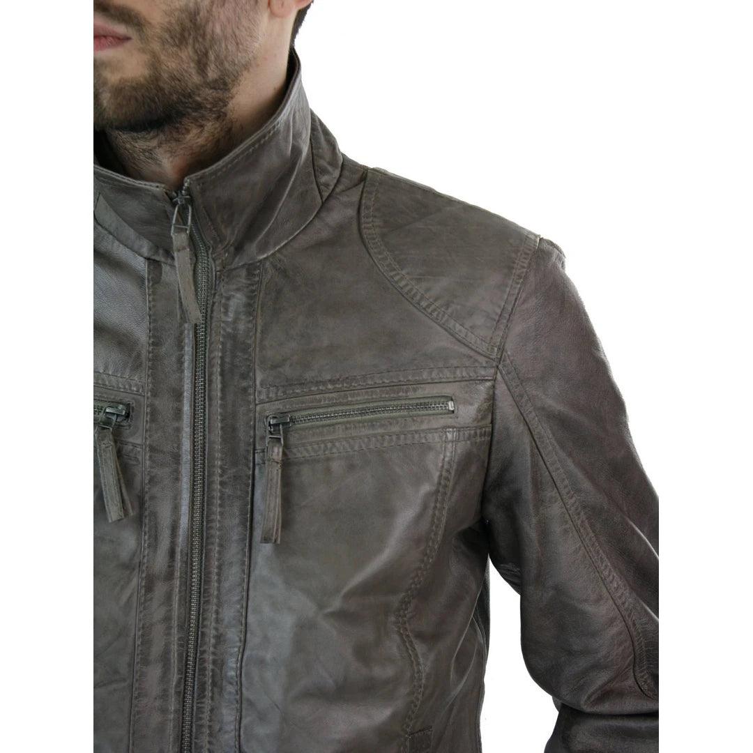 Mens Brown Real Leather Jacket Vintage Tailored Fit Genuine New S-3XL - Knighthood Store