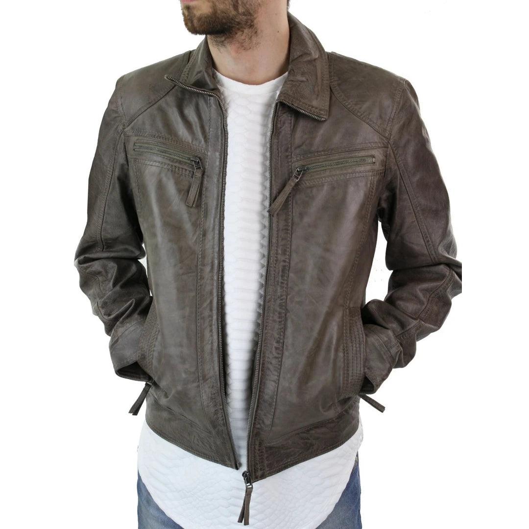 Mens Brown Real Leather Jacket Vintage Tailored Fit Genuine New S-3XL - Knighthood Store