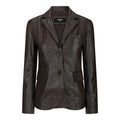 Ladies Women Real Black Leather slim Fit Blazer Jacket - Knighthood Store