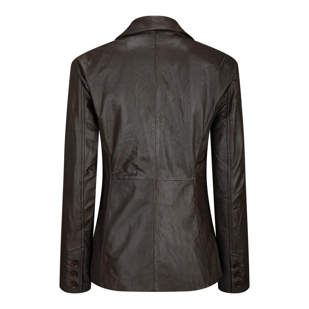 Ladies Women Real Black Leather slim Fit Blazer Jacket - Knighthood Store