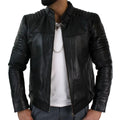 Aviatrix Mens Genuine Real Leather Black Biker Jacket Retro Vintage Tailored Fit - Knighthood Store