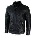 Aviatrix Mens Genuine Real Leather Black Biker Jacket Retro Vintage Tailored Fit - Knighthood Store