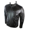 Mens Real Leather Biker Jacket Vintage Dark Brown Zipped Funky Retro Casual - Knighthood Store