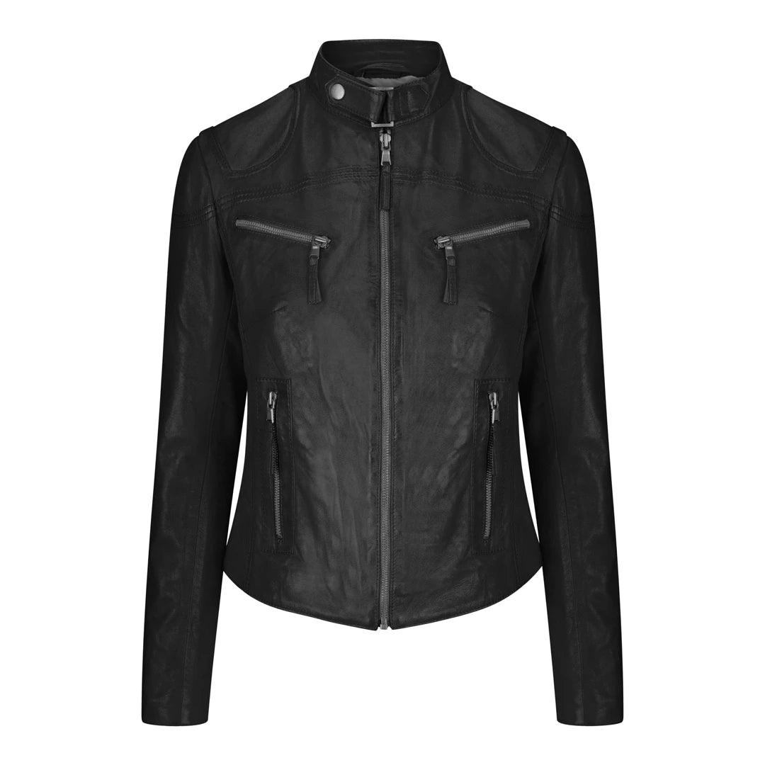 Ladies Womens Real Leather Vintage Slim Fit Biker Leather Jacket - Knighthood Store