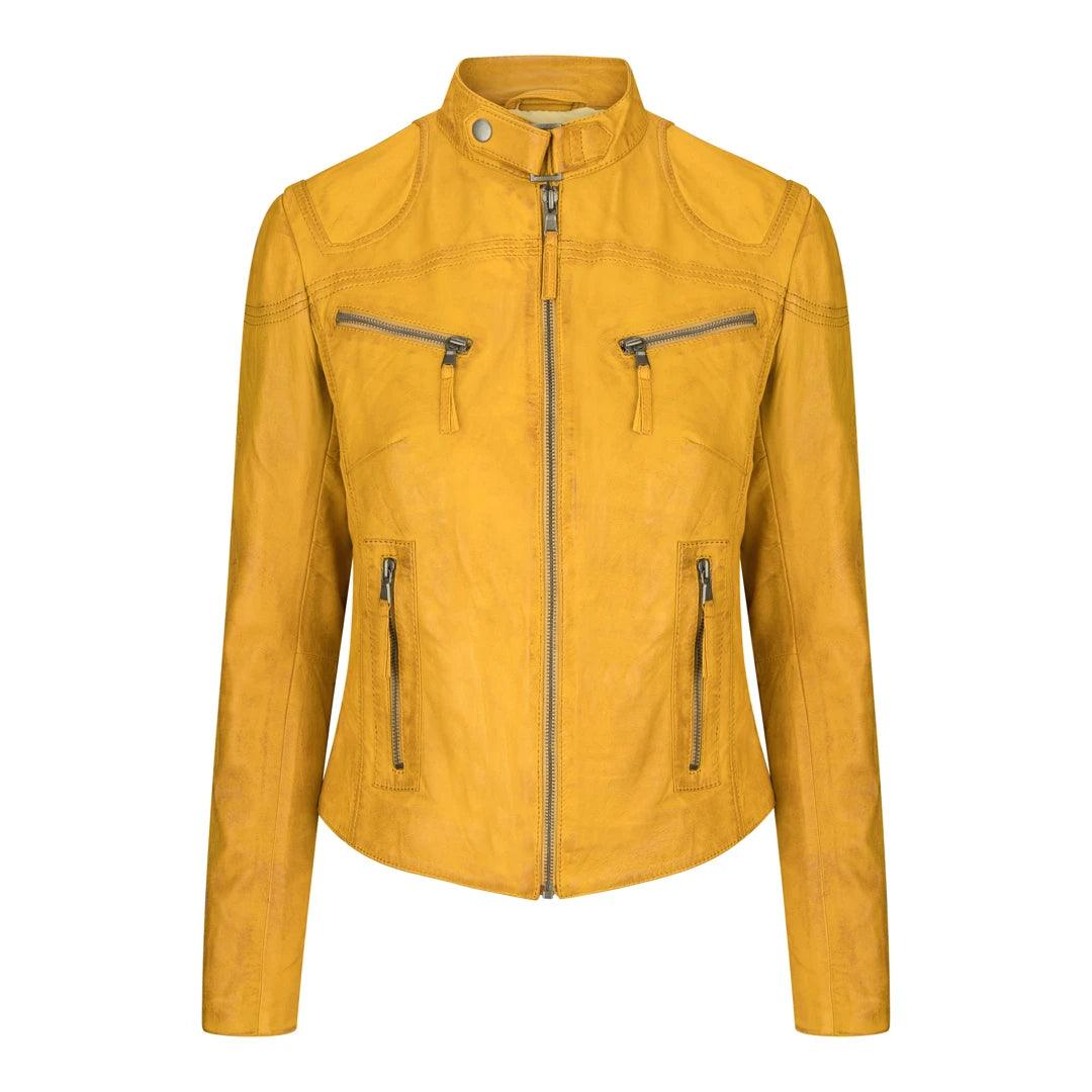 Ladies Womens Real Leather Vintage Slim Fit Biker Leather Jacket - Knighthood Store