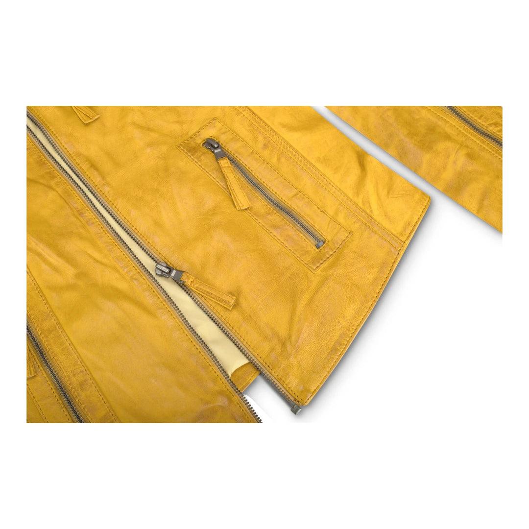 Ladies Womens Real Leather Vintage Slim Fit Biker Leather Jacket - Knighthood Store