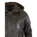 Mens Real Leather Hood Fur Jacket Bomber Aviator Tan Brown Retro - Knighthood Store