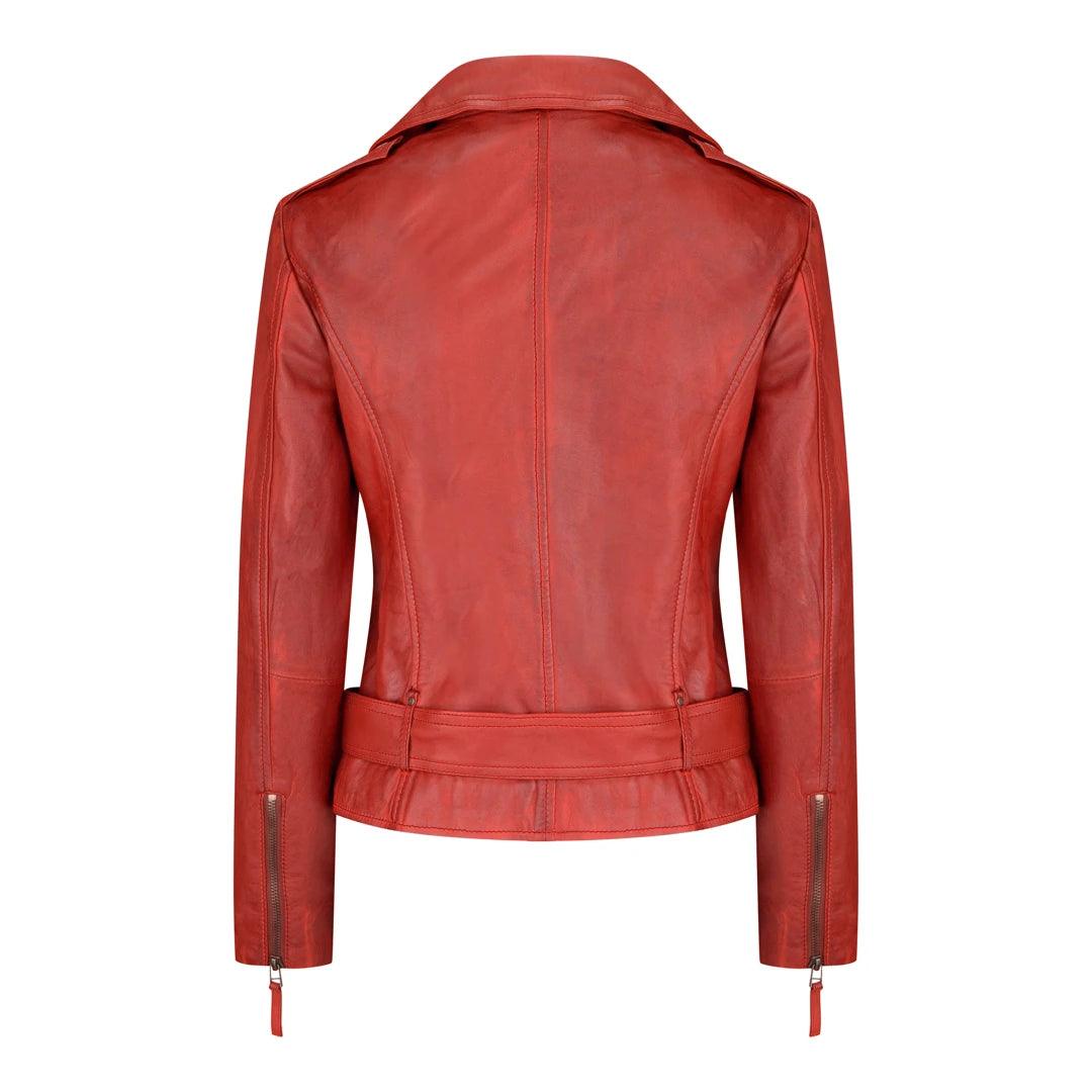 Ladies Womens Black Real Leather Slim Fit Soft Zip Biker Style Jacket - Knighthood Store