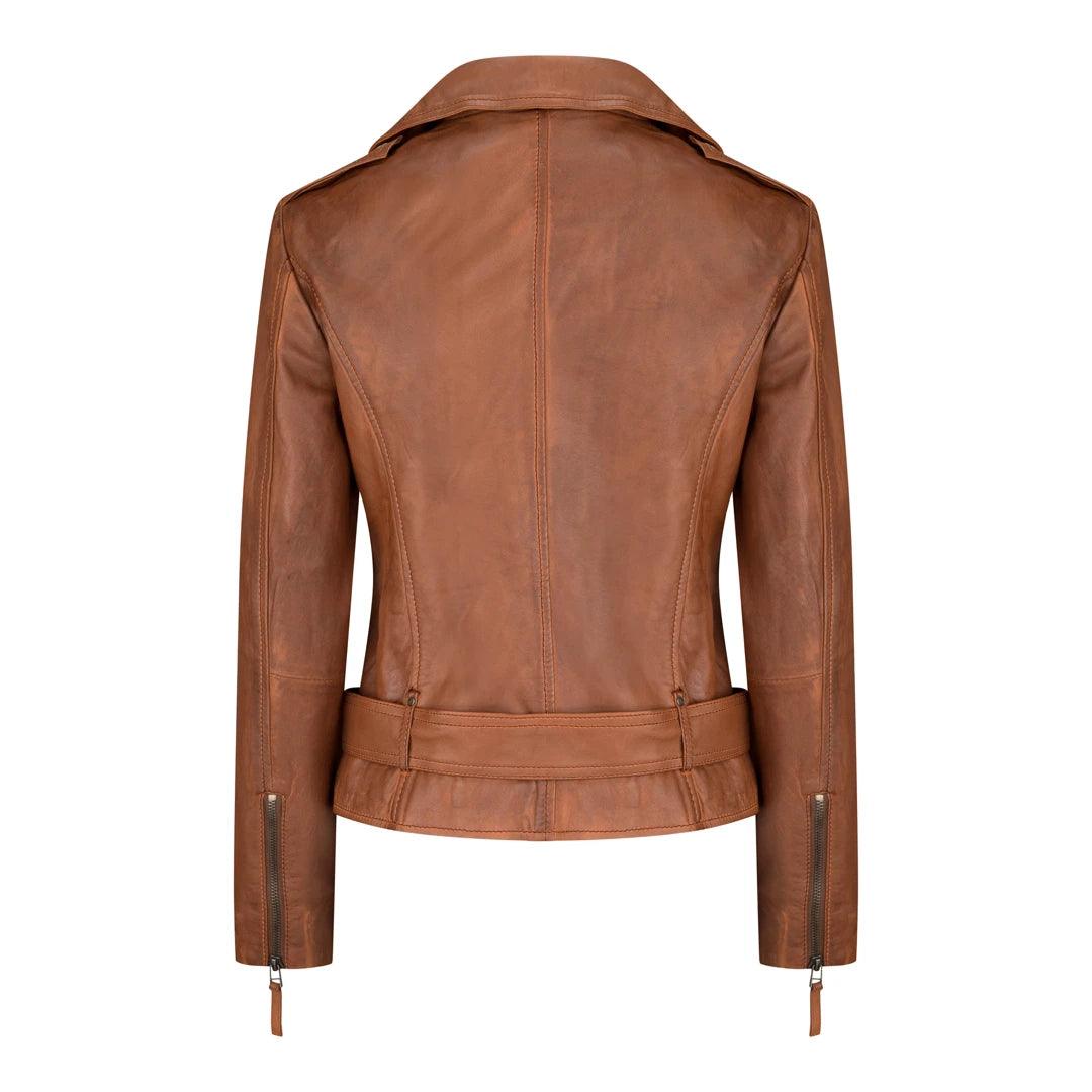 Ladies Womens Black Real Leather Slim Fit Soft Zip Biker Style Jacket - Knighthood Store