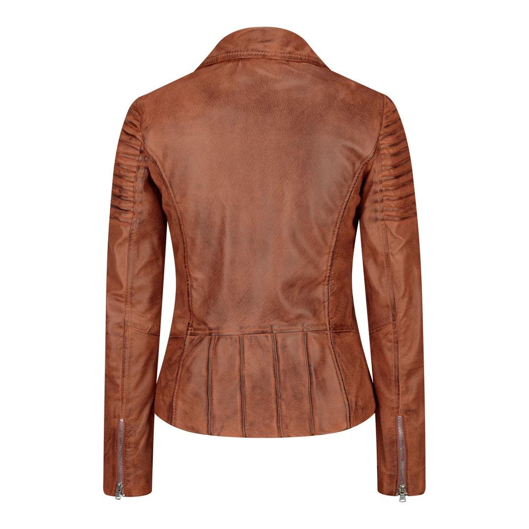 Womens Vintage Slim Fitted Soft Real Leather Ladies Biker Jacket - Knighthood Store