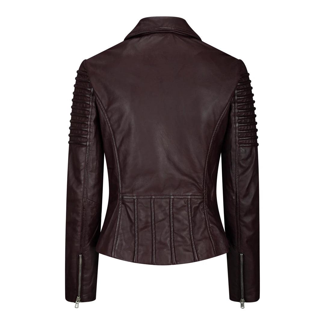 Womens Vintage Slim Fitted Soft Real Leather Ladies Biker Jacket - Knighthood Store