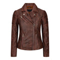 Womens Vintage Slim Fitted Soft Real Leather Ladies Biker Jacket - Knighthood Store