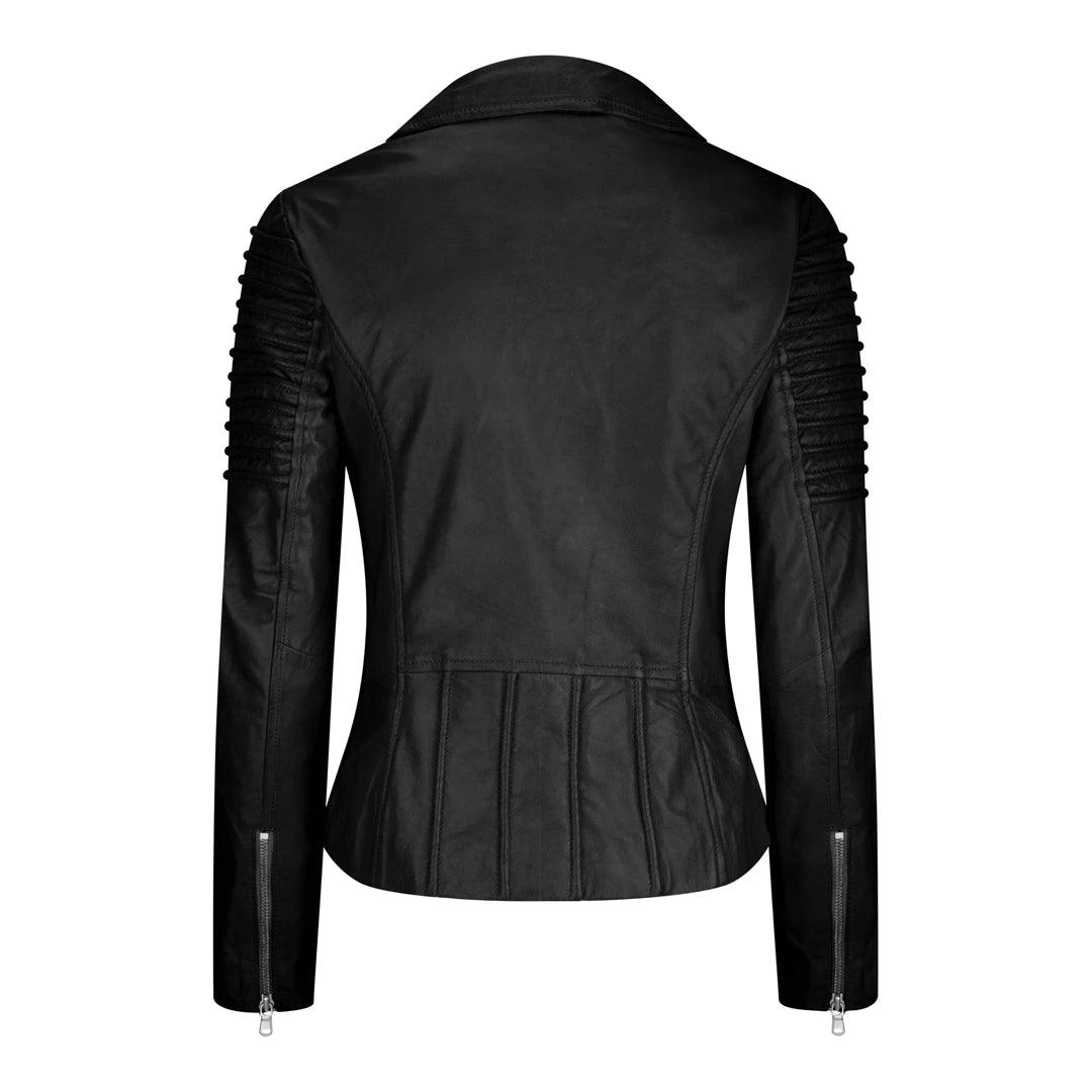 Womens Vintage Slim Fitted Soft Real Leather Ladies Biker Jacket - Knighthood Store