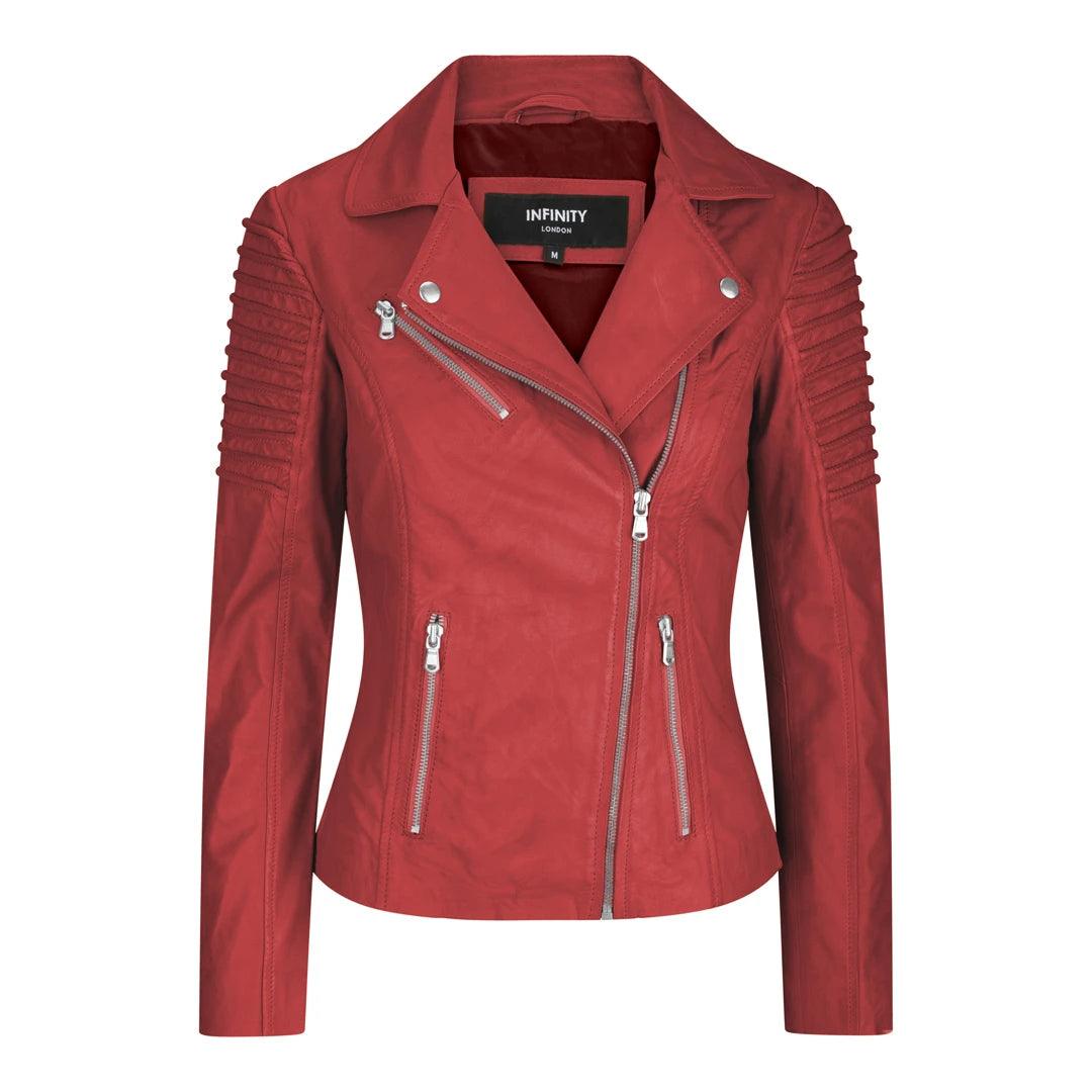 Womens Vintage Slim Fitted Soft Real Leather Ladies Biker Jacket - Knighthood Store