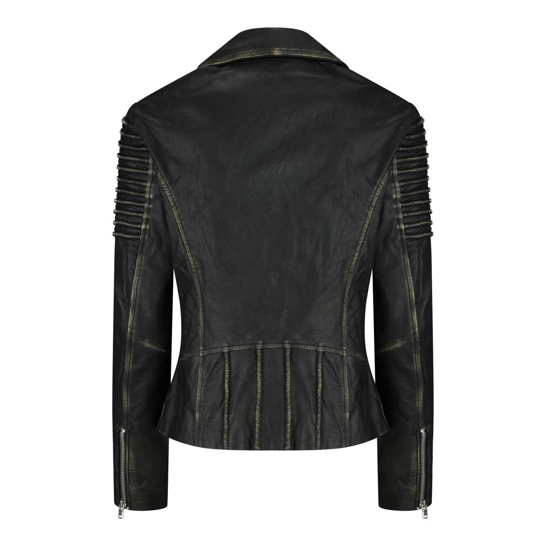 Womens Vintage Slim Fitted Soft Real Leather Ladies Biker Jacket - Knighthood Store