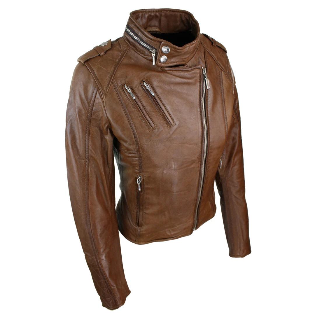 Ladies Women Genuine Real Leather Slim Fit Red Biker Jacket Velvet Lining - Knighthood Store