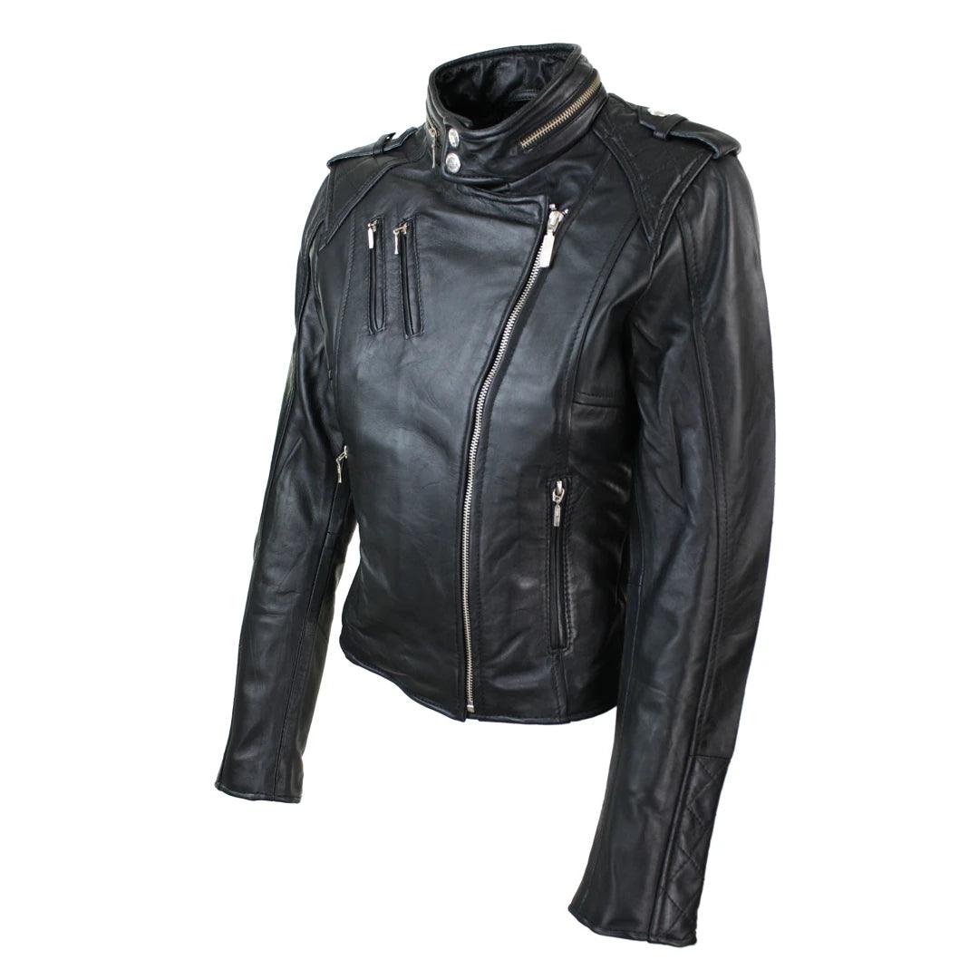 Ladies Women Genuine Real Leather Slim Fit Red Biker Jacket Velvet Lining - Knighthood Store