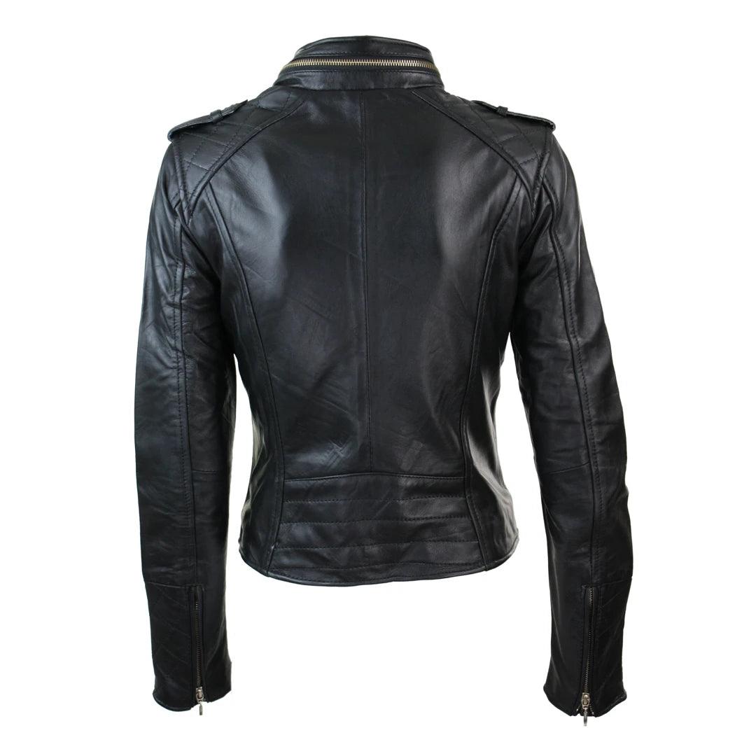 Ladies Women Genuine Real Leather Slim Fit Red Biker Jacket Velvet Lining - Knighthood Store
