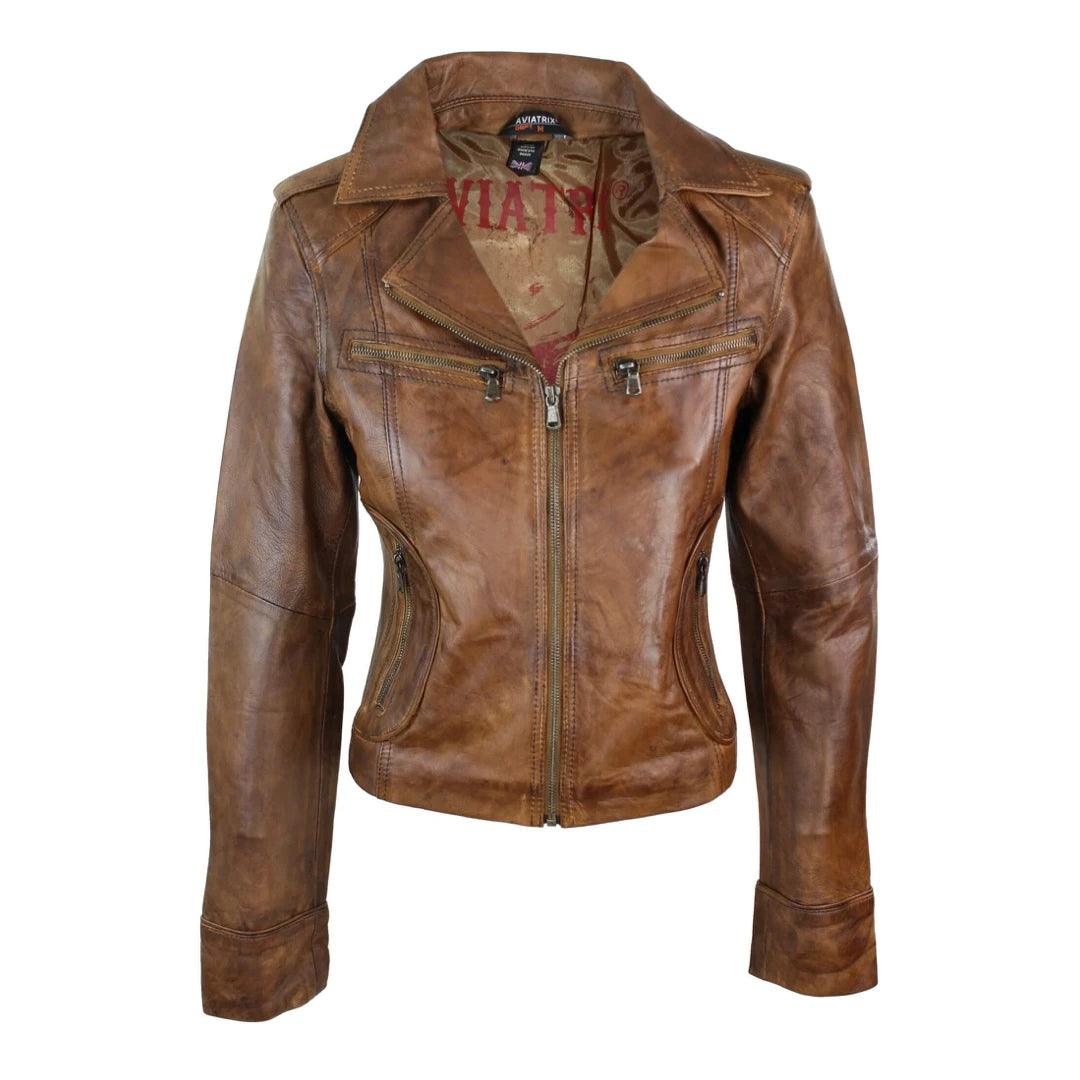 Ladies Women Real Leather Biker Rock Purple Red Slim Fit Jacket - Knighthood Store