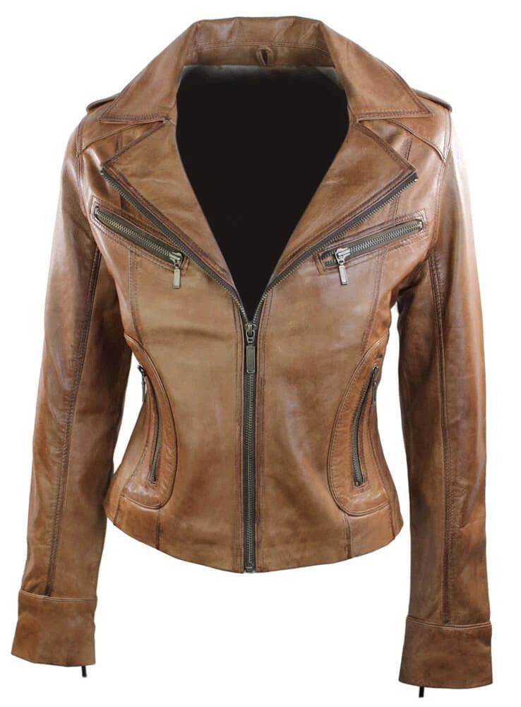 Ladies Women Real Leather Biker Rock Purple Red Slim Fit Jacket - Knighthood Store