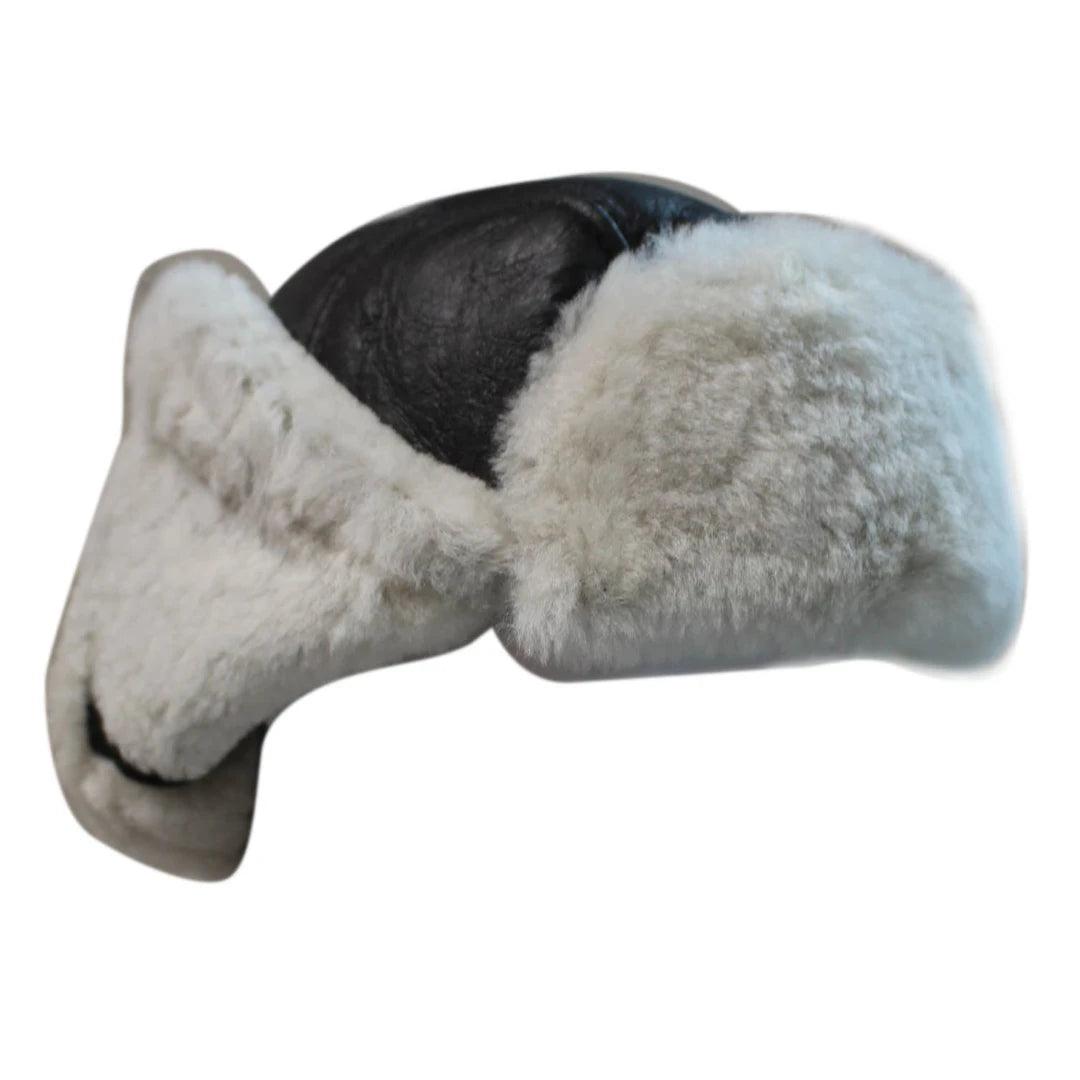 Mens Real Sherling Sheepskin Pilot Aviator Trapper Hat Brown Ginger Flying Cap Leather - Knighthood Store