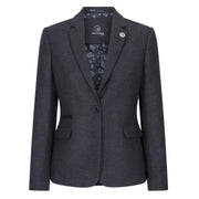 Women Black Blazer Waistcoat Tweed Herringbone Wool Classic Smart Casual Vintage 1920s - Knighthood Store