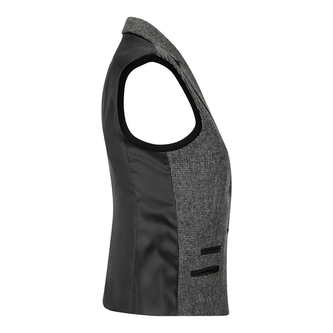 Women Grey Blazer Tweed Herringbone 1920's Peaky Waistcoat Tailored Fit Vintage - Knighthood Store