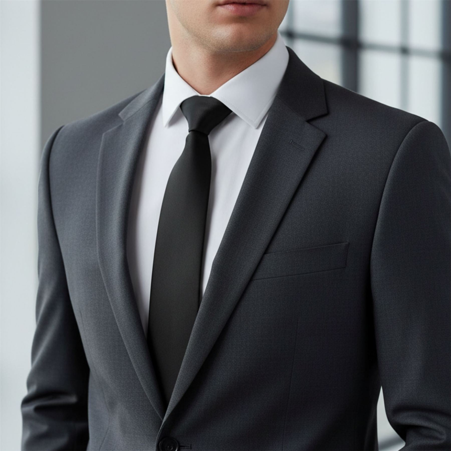 Men's Black Classic Formal Satin Tie