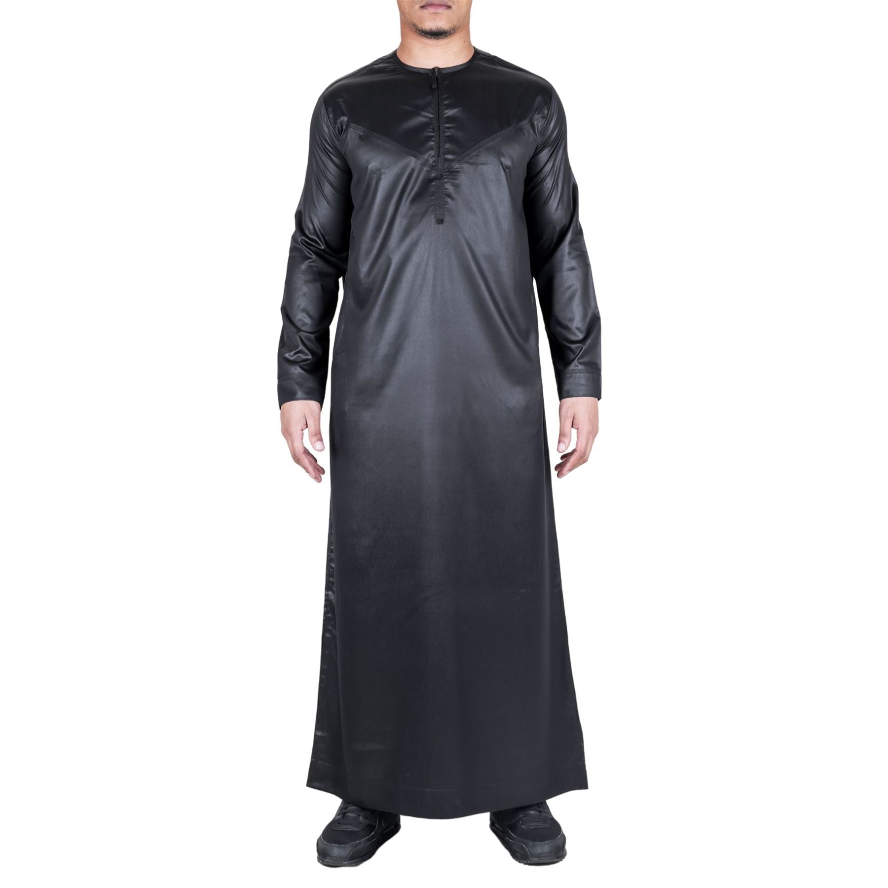 Men's Thobe Jubba Islamic Clothing Muslim Kaftan Emirati Omani Satin Robe