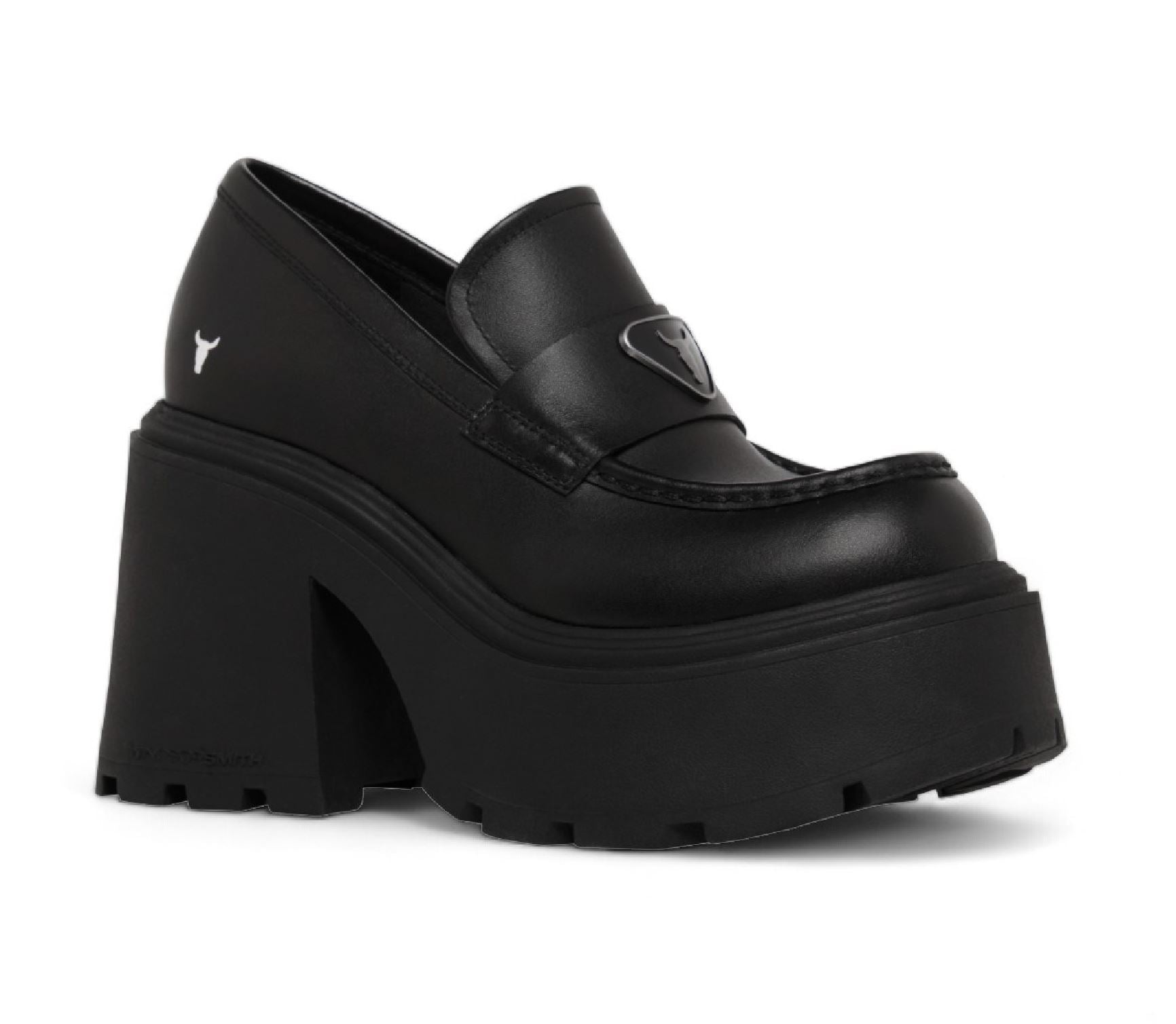 Spoiled - Women's Black Block Heel Leather Loafers