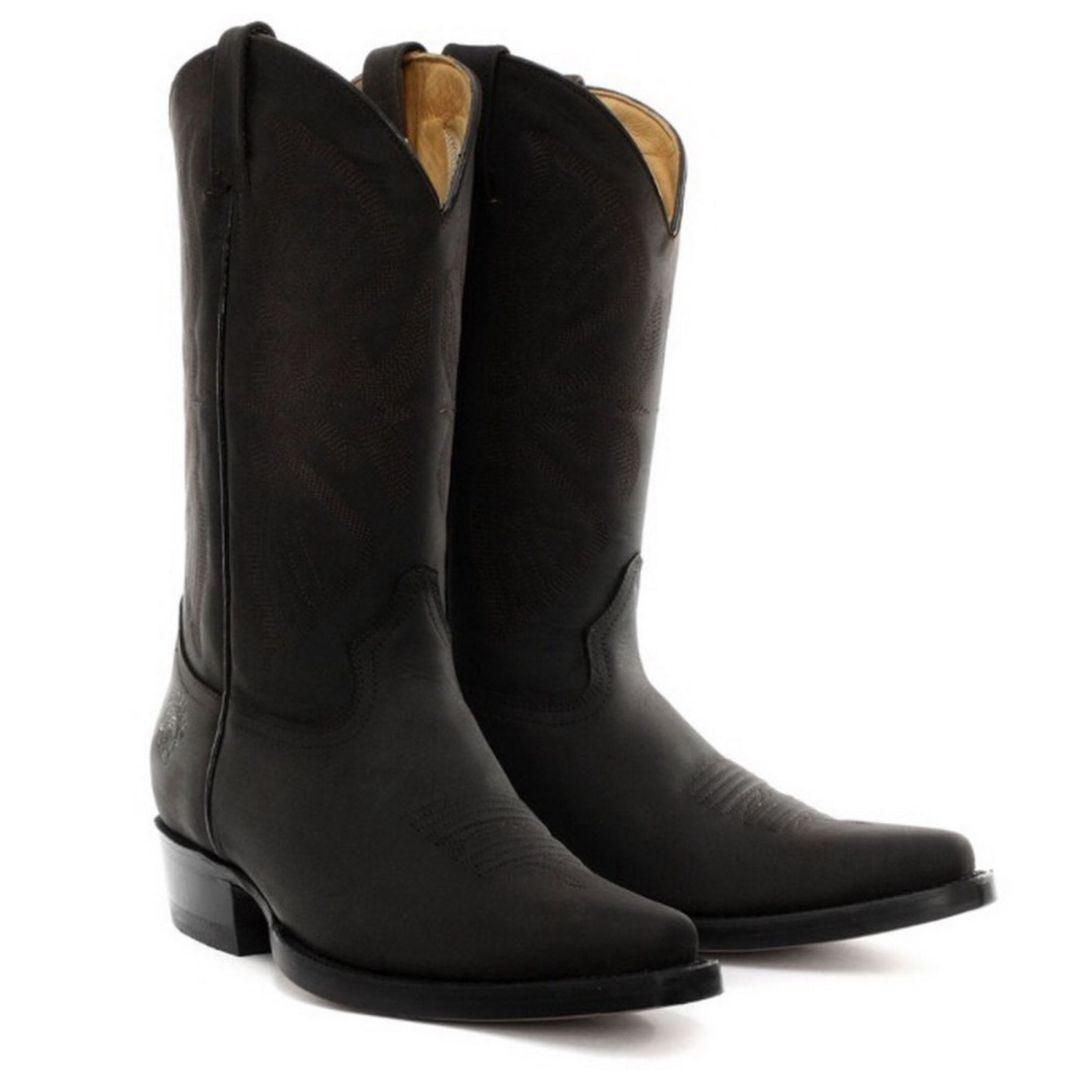 Mens Cowboy Boots Pointed Black Brown Grinders Louisiana Real Leather Western Cuban - Knighthood Store