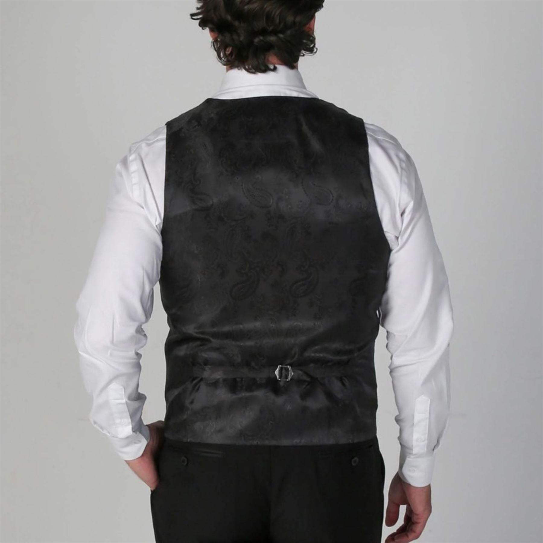 Men's Black Waistcoat Double Breasted Round Collar Vest - Knighthood Store