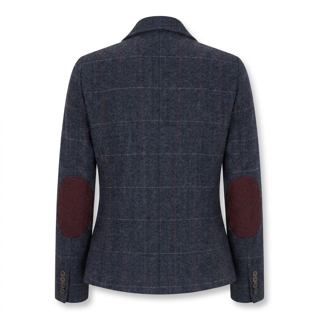 TPW-32 - Women's Navy Wool Blend Tweed Blazer Waistcoat