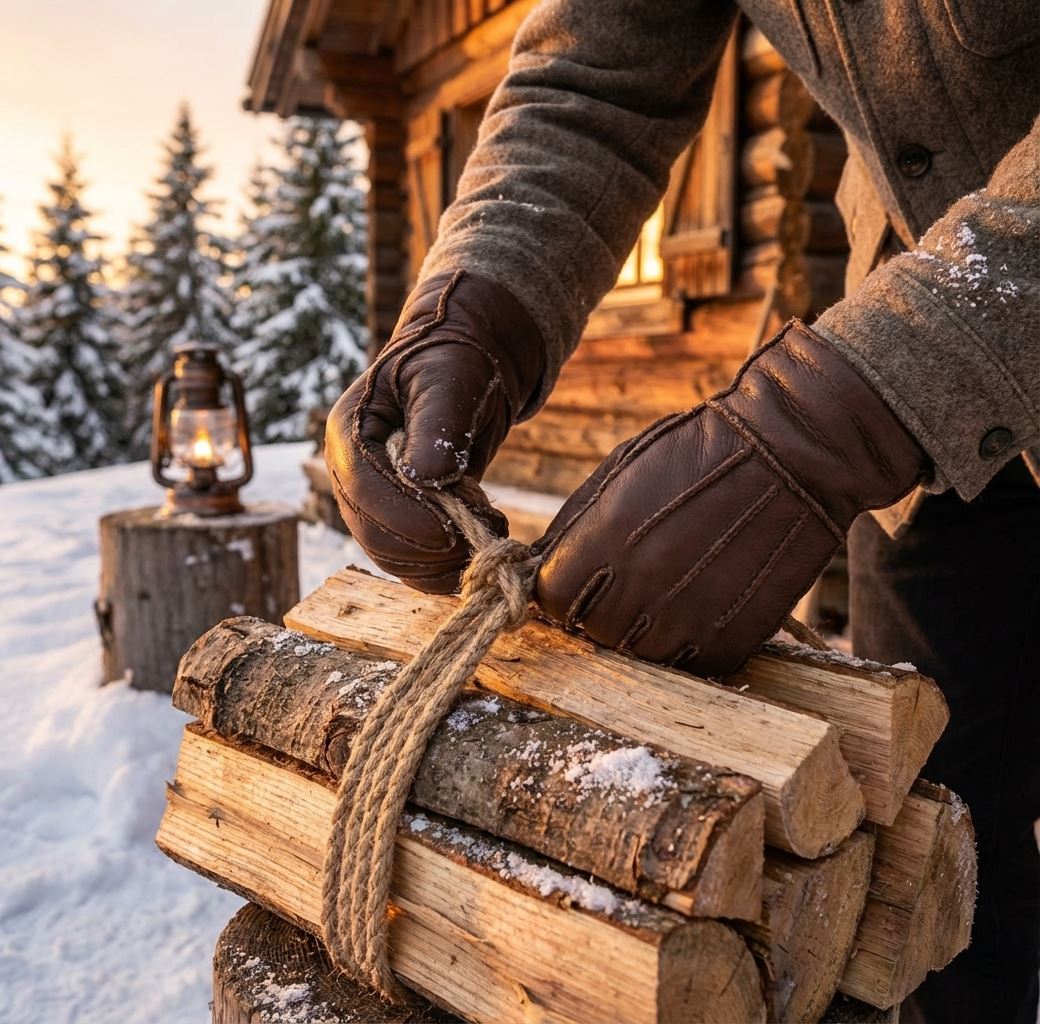 Unisex Napa Leather Wool Shearling Lined Gloves