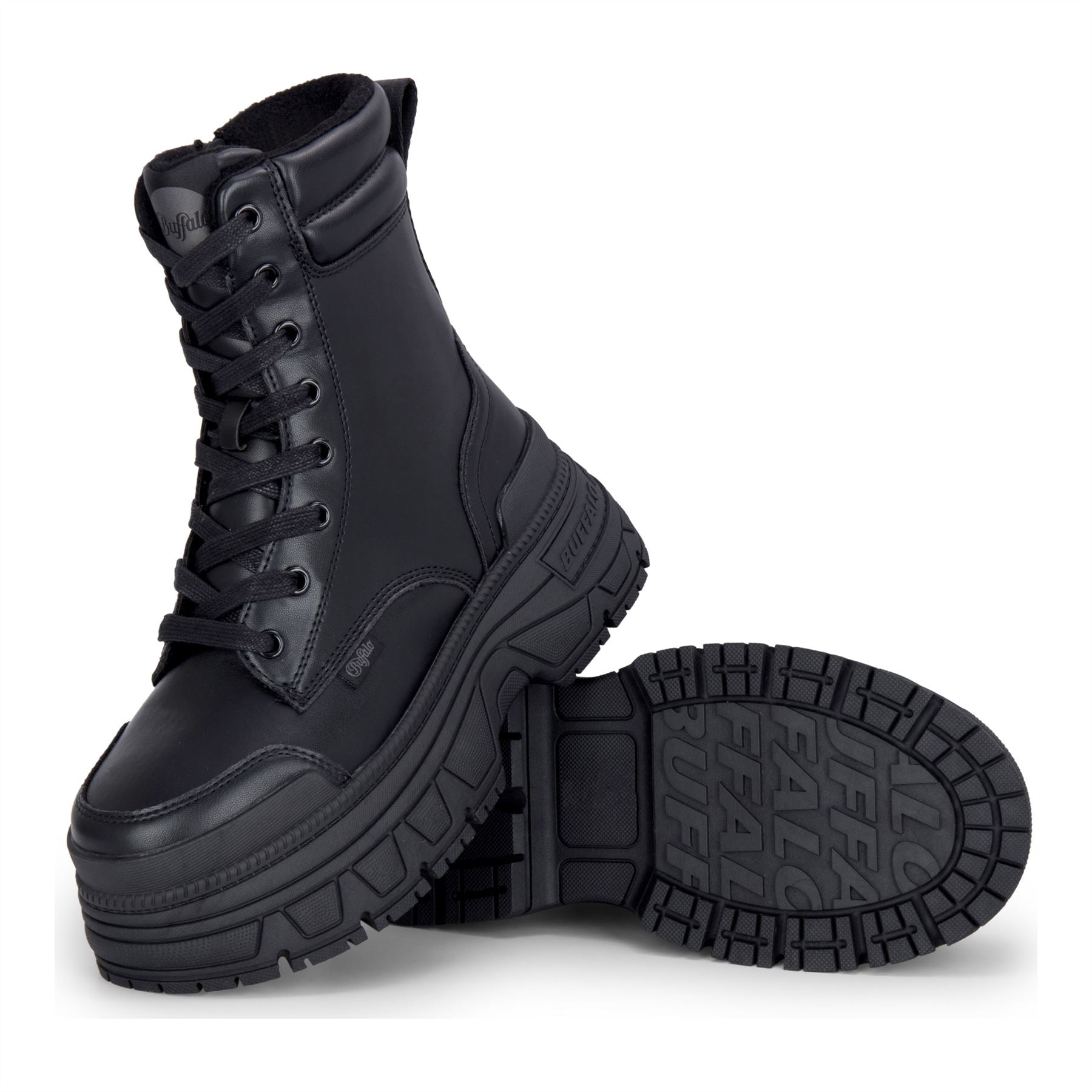 FUSION LACE UP MID - Women’s Black Mid-Ankle Platform Boots