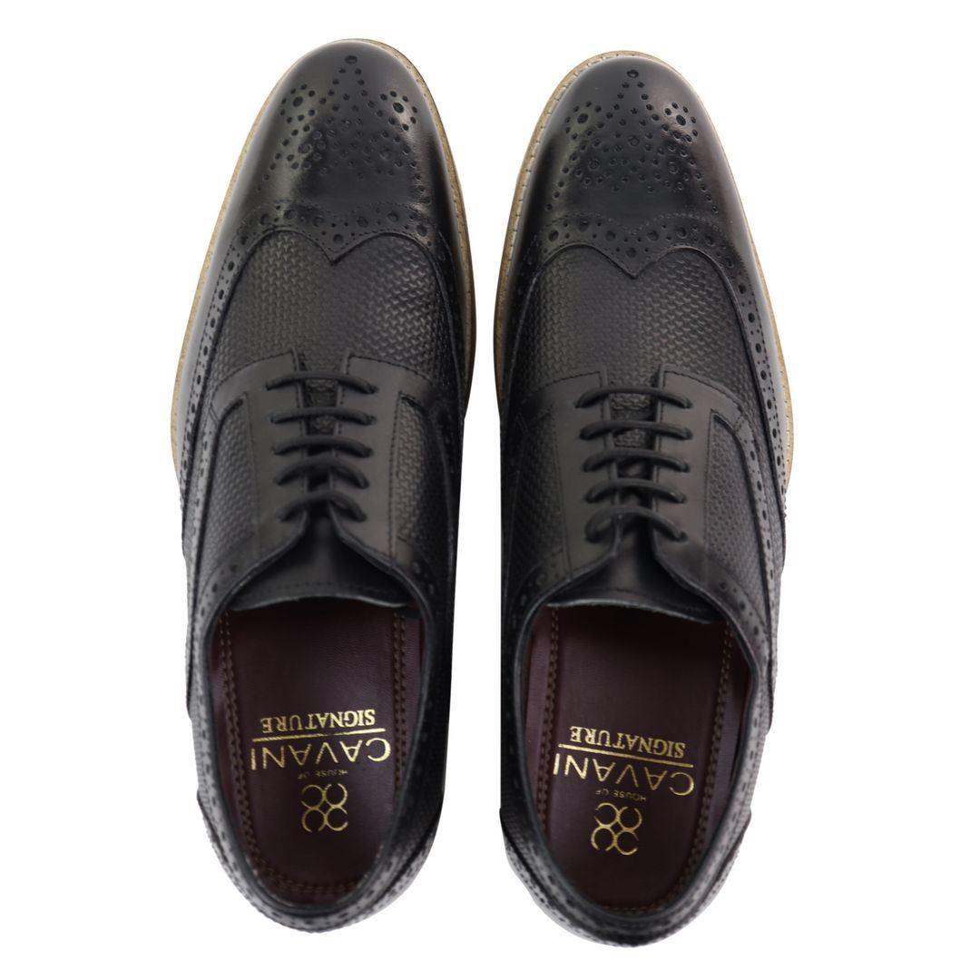 Mens Leather Brogue Shoes Oxford Laced 1920s Gatsby Brown Black Peaky Blinders - Knighthood Store