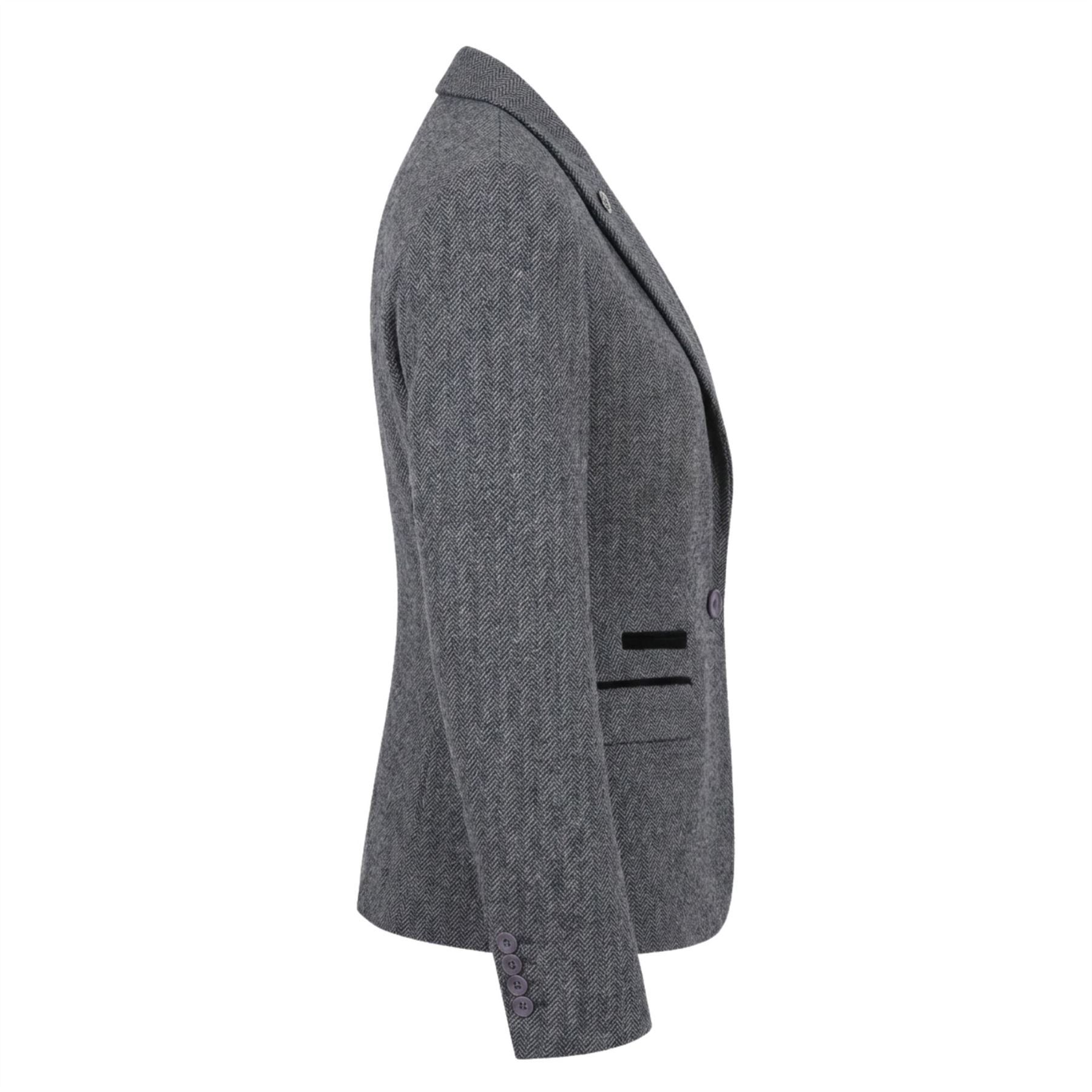 IMW-03 - Women's Grey Tweed Herringbone Blazer Waistcoat