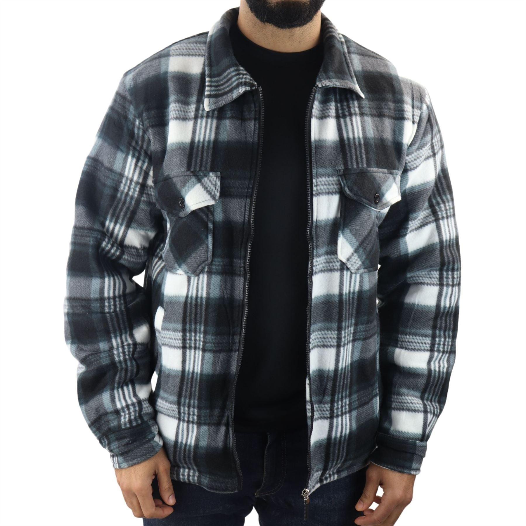 Men's Jumper Thermal Fleece Fur Lined Lumberjack Zipped Check Winter Shirt - Knighthood Store