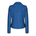 Womens Ladies Girls Soft Blue Real Leather Racing Biker Style Jacket - Knighthood Store