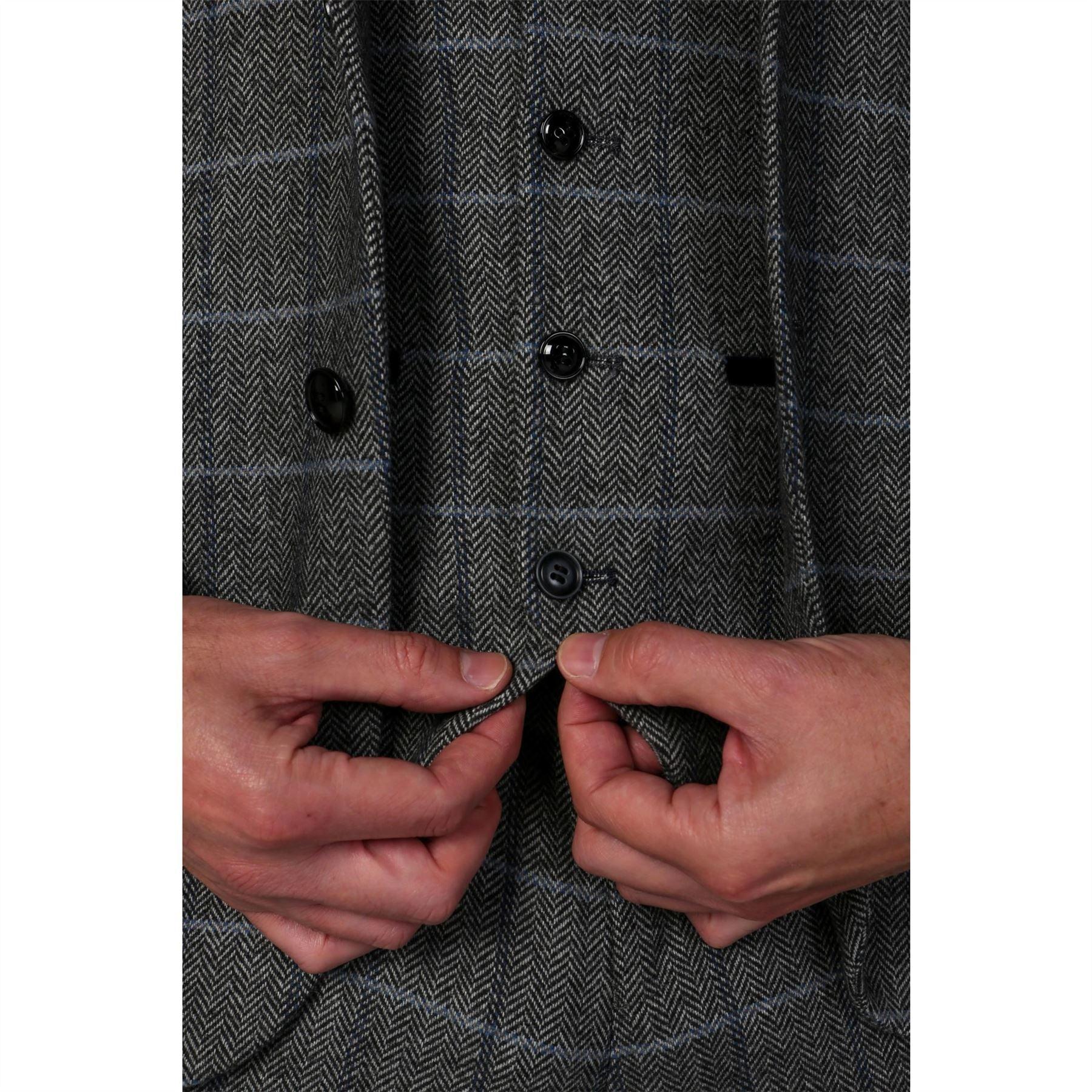 Men's Grey Waistcoat Tweed Herringbone Wool Blend Vest - Knighthood Store