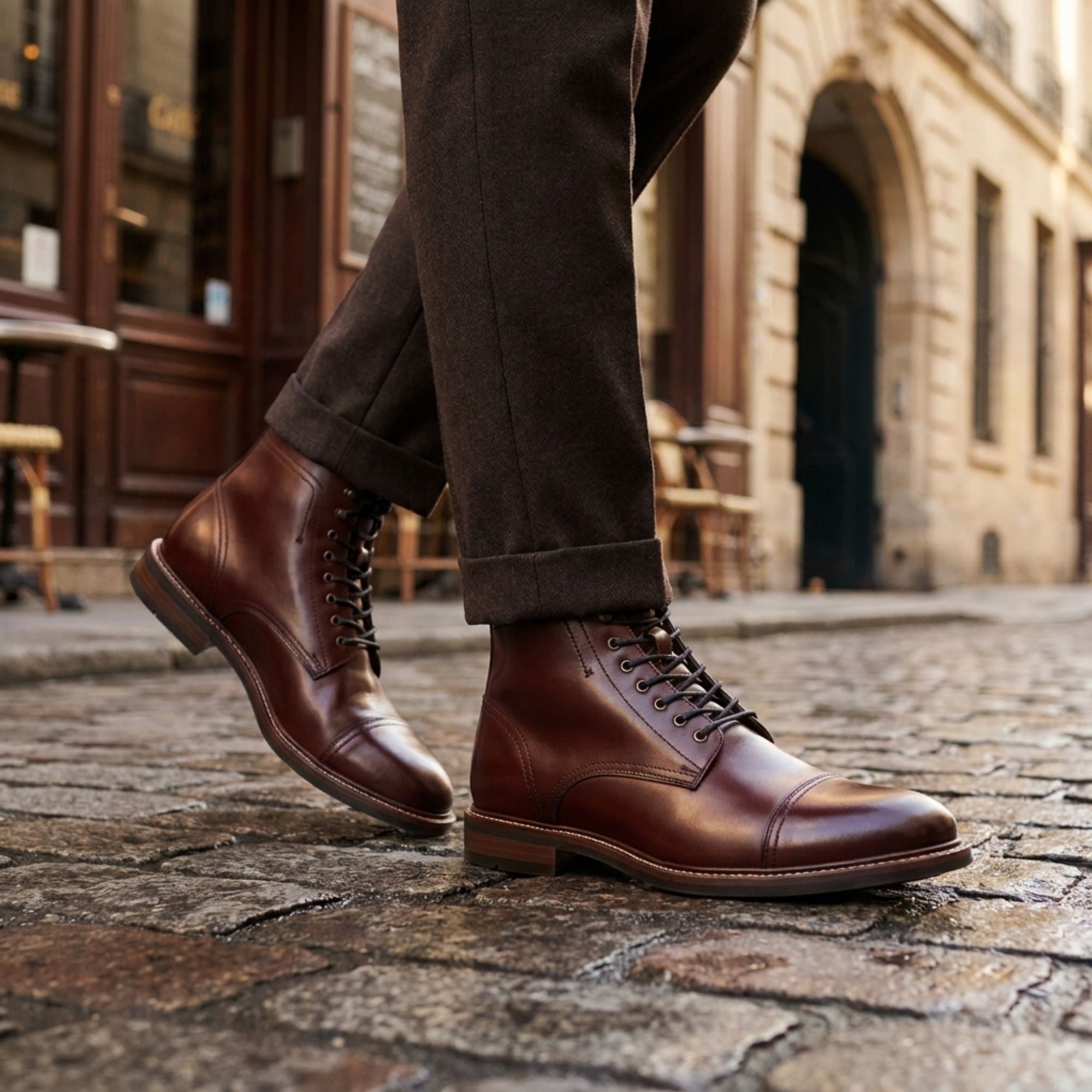 Men's Capped Balmoral Burgundy Leather Dress Ankle Boots