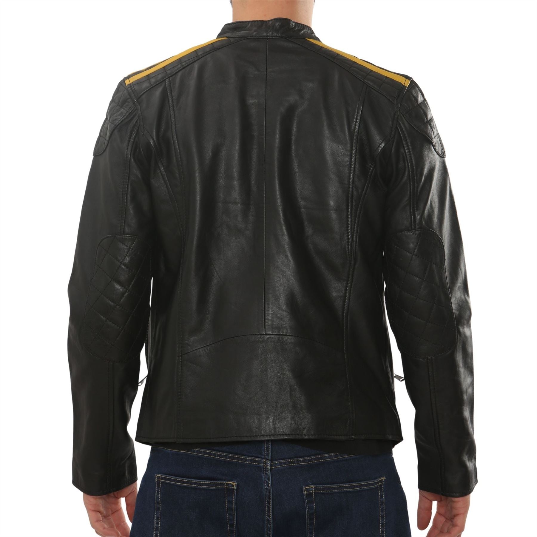 Men's Leather Motorcycle Jacket Distressed Black Biker Coat
