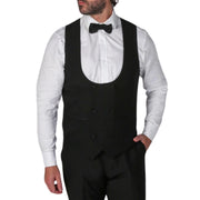 Men's Black Waistcoat Double Breasted Round Collar Vest - Knighthood Store
