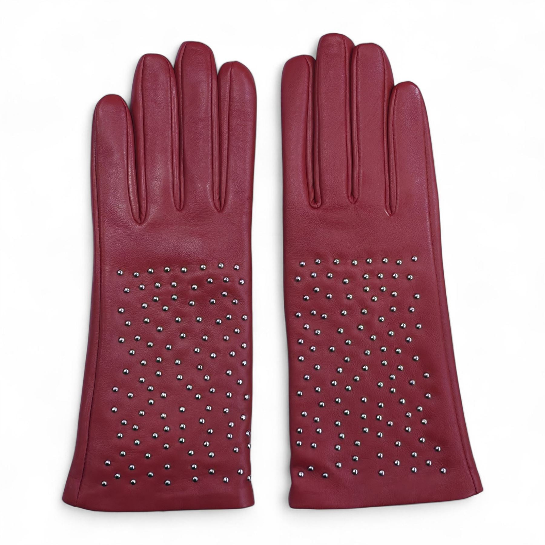 Women’s Leather Studded Wool Lining Fashion Gloves
