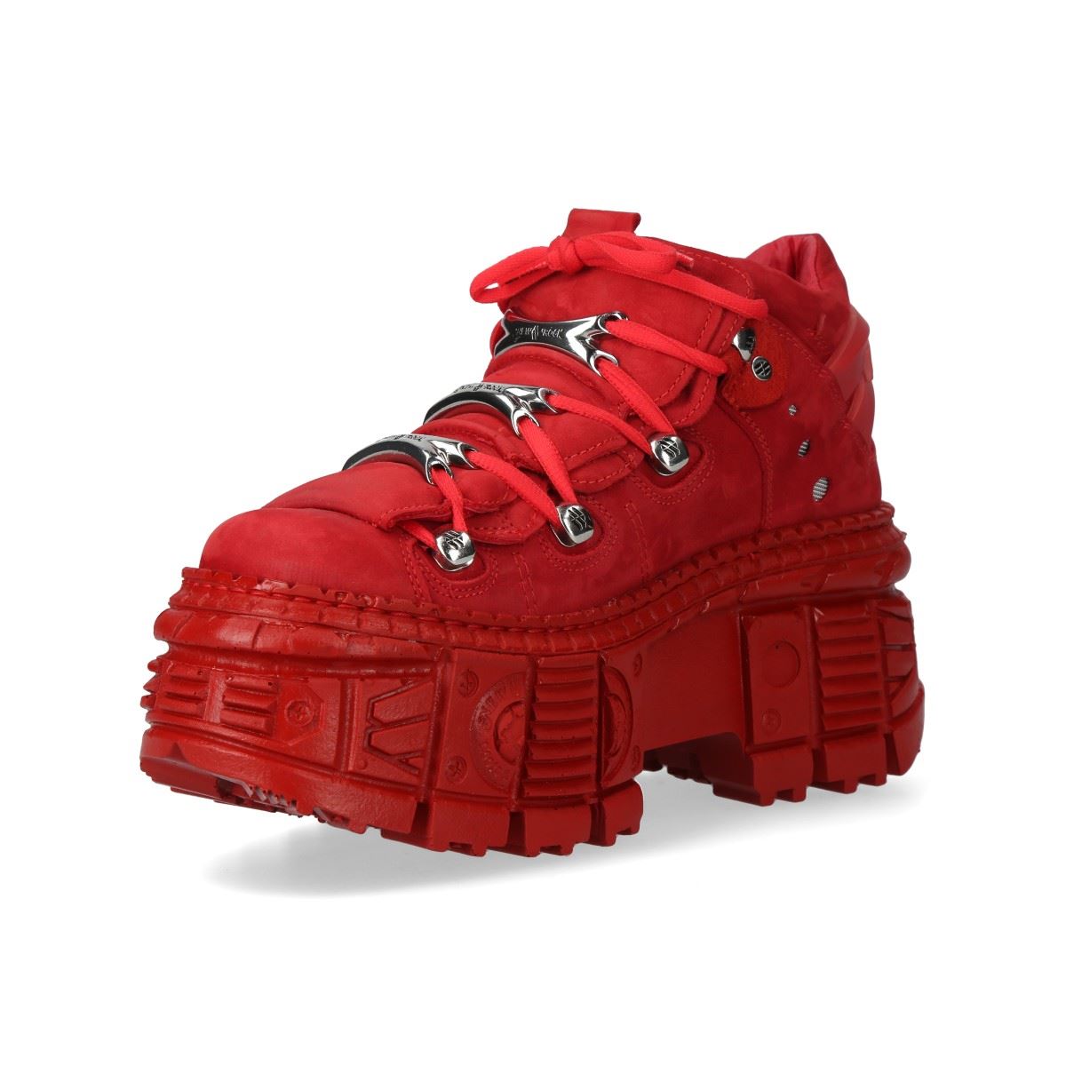 New Rock M-106WALL-C13 Red Leather Gothic Ankle Boots